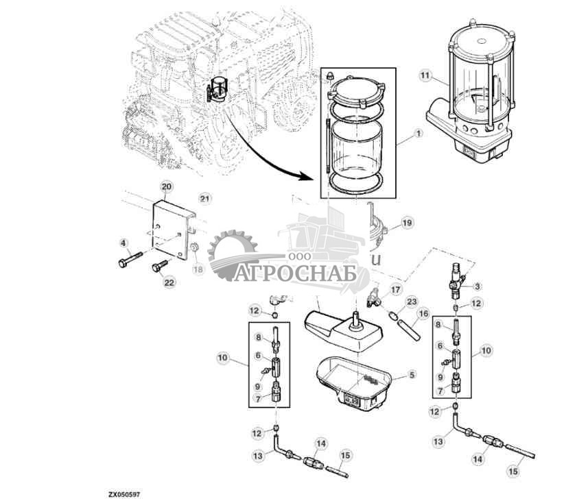 Бачок, насос, система централизованной смазки 